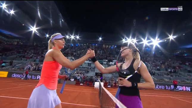 Maria Sharapova Loses To Her Biggest Hater, Exchanges Awkward "Handshake"