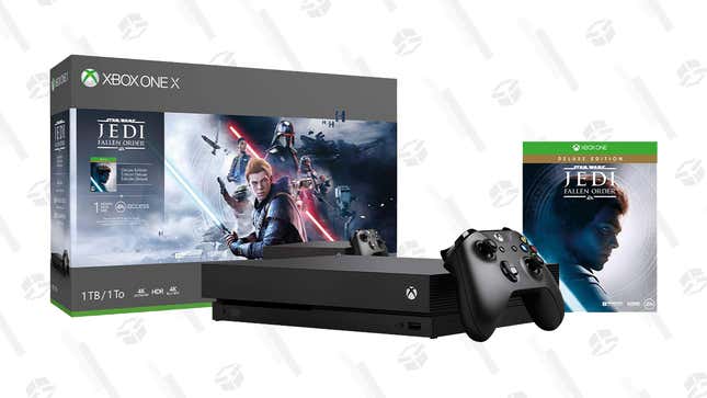 Xbox One S 1TB NBA 2K20 Bundle | $159 | Amazon | Clip coupon on page
Xbox One X 1TB NBA 2K20 Bundle | $309 | Amazon | Clip coupon on page
Xbox One S 1TB Star Wars Jedi: Fallen Order Bundle | $159 | Amazon | Clip coupon on page
Xbox One S 1TB Star Wars Jedi: Fallen Order Bundle | $309 | Amazon | Clip coupon on page