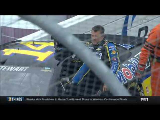 Danica Patrick's Fiery Oil Slick Sends Team Owner Tony Stewart Into Hard Wall