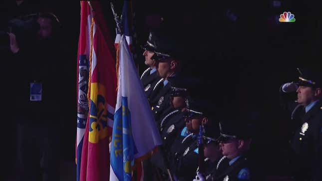 Image for article titled Blues Honor Rent-A-Car Company With Color Guard Flag, Then Quietly Dishonor It