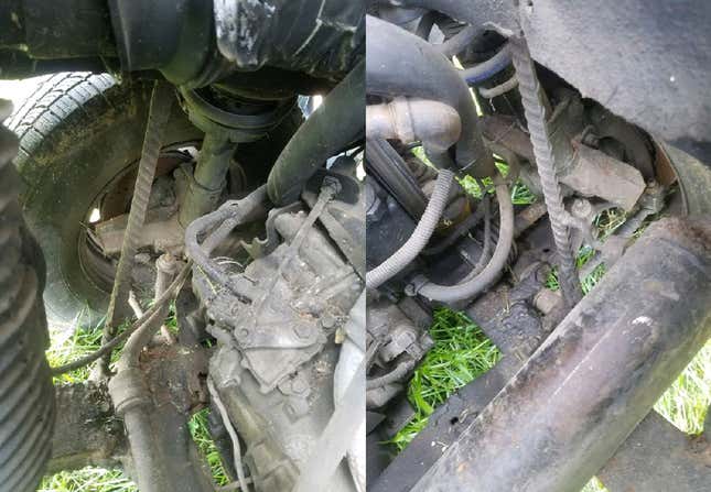 Image for article titled Someone Used Rebar To Mount A Buick Engine Transversely Into The Rear Of This Jeep And It's All Just Nuts
