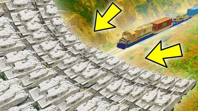 <i>GTA V's</i> Train vs 100 Tanks