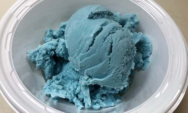 Mmmmm, a scoop of blue ice cream made from the new, natural blue food coloring. 