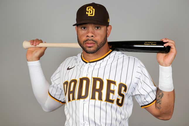 Tommy Pham #28 of the San Diego Padres poses for a photo during Photo Day at Peoria Sports Complex on February 20, 2020 in Peoria, Arizona.