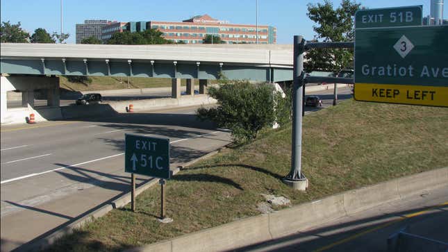 Northern end of I-375 in Detroit