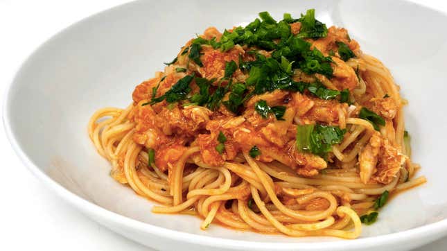 Angel Hair Pasta with Canned Crab Meat