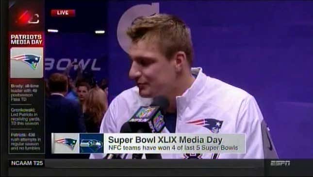 Rob Gronkowski Reads Gronk Erotica Out Loud At Super Bowl Media Day