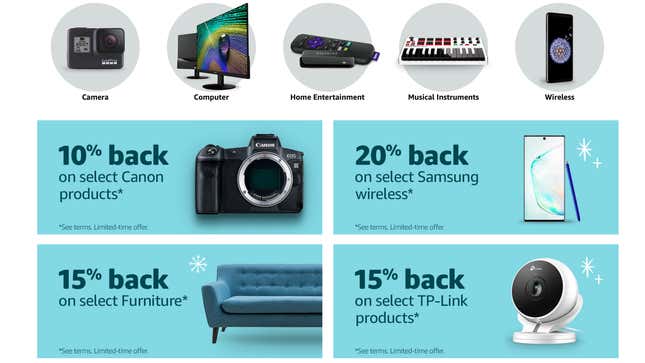 Up to 20% Cash Back On Select Products With Amazon Prime Credit Card | Amazon 