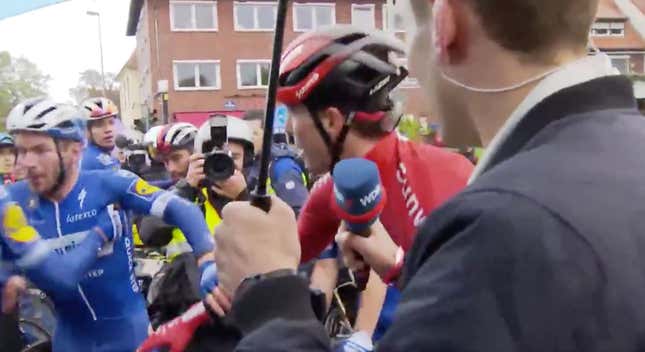 Image for article titled Cyclist Punches Competitor In Head During Live TV Interview