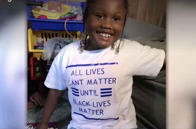 Image for article titled 6-Year-Old Kicked Out of Arkansas Daycare for Wearing Black Lives Matter Shirt