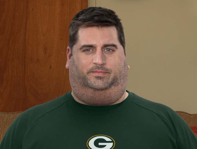 Image for article titled Aaron Rodgers Balloons To 450 Pounds After Single Inactive Week In Wisconsin