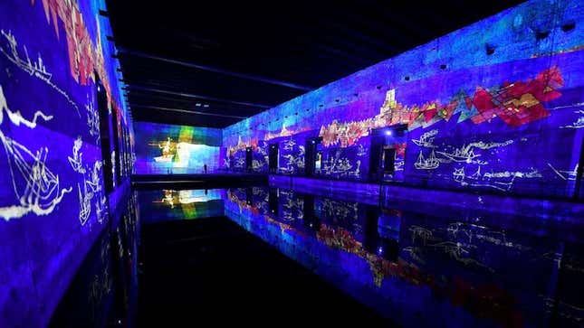 The Bassins de Lumières digital art gallery in Bordeaux, France.