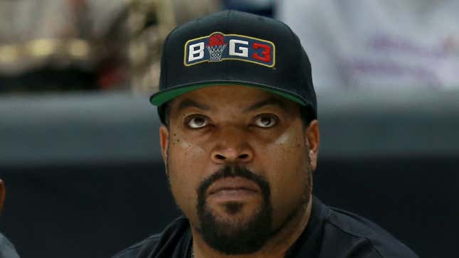 BIG3 league owner Ice Cube sits on the sidelines during the BIG3 Playoffs on August 25, 2019.
