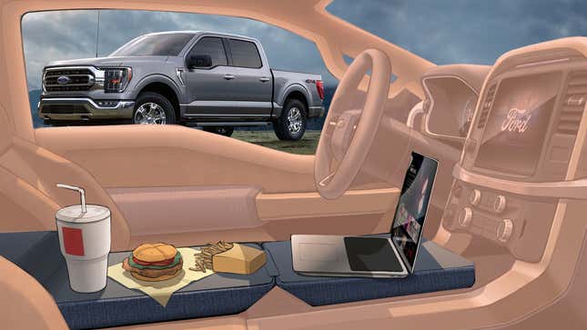 Image for article titled Here&#39;s How The 2021 Ford F-150&#39;s Surprisingly Complicated New Interior Desk Works