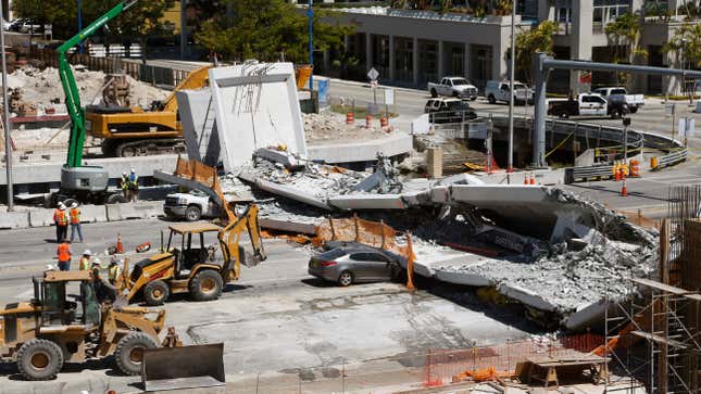 Image for article titled Florida Pedestrian Bridge Collapse The Result Of Bad Math And Ignoring Giant Cracks: Feds