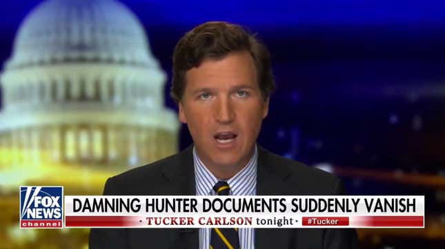 Image for article titled Hey Tucker Carlson, We Have Some Guesses About What Happened to Your Hunter Biden Docs