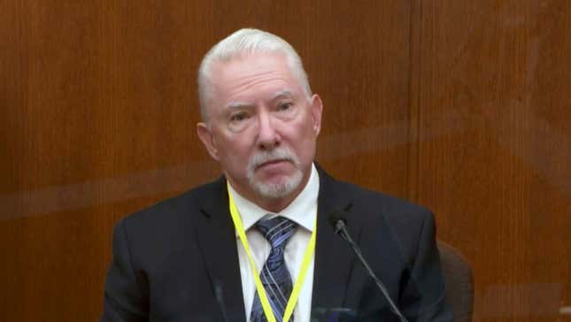 Barry Brodd, a use of force expert testifies as Hennepin County Judge Peter Cahill presides, Tuesday, April 13, 2021, in the trial of former Minneapolis police Officer Derek Chauvin at the Hennepin County Courthouse in Minneapolis, Minn. Chauvin is charged in the May 25, 2020 death of George Floyd. 