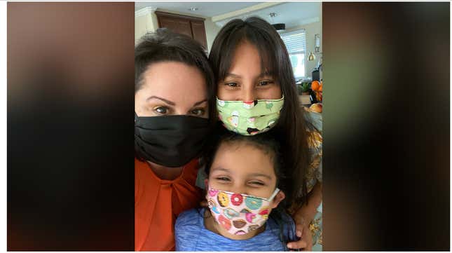 Bri with her daughters, after they were reunited.