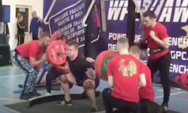 Image for article titled Russian Weightlifter's Lower Leg Bones Go Kerblooey During Ill-Fated 250-Kilogram Squat