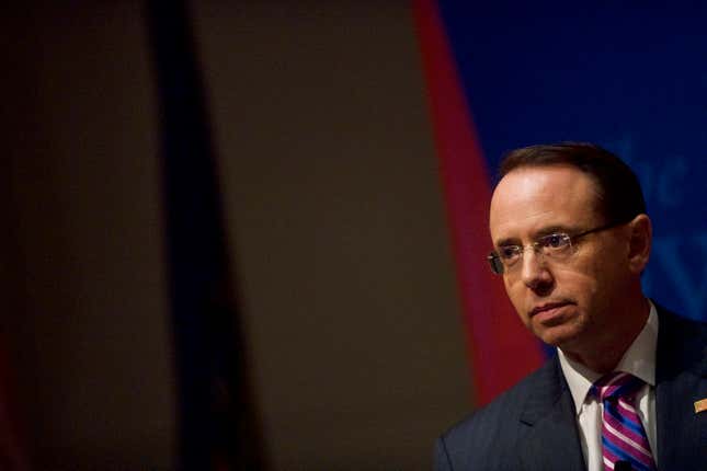 Image for article titled DOJ’s No. 2, Rod Rosenstein, the Man Who Reportedly Said He Could ‘Land the Plane’ for Trump, Hands in His Resignation