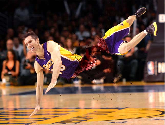 Image for article titled Steve Nash Out Two Weeks After Accidentally Snapping In Half
