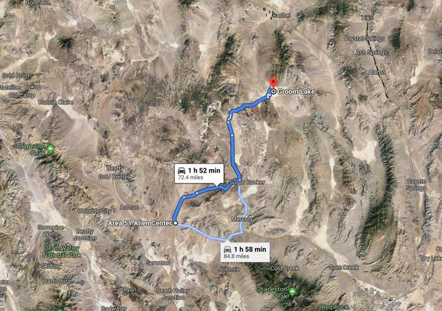From the Visitors Center to Area 51, you have two ill-considered routes to choose from.