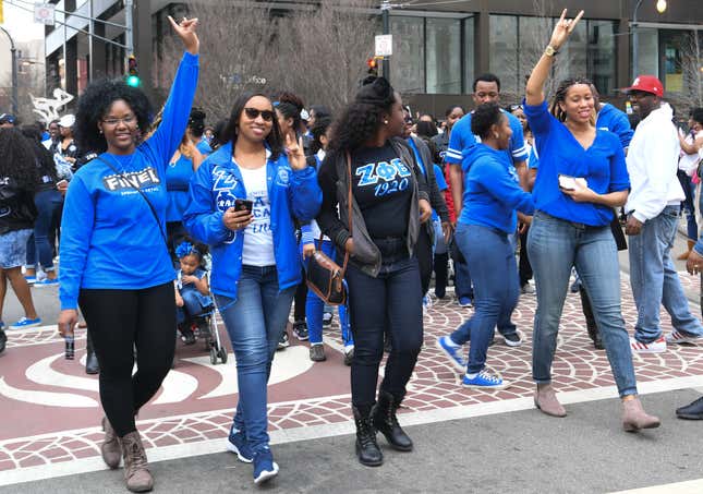 Members of Zeta Phi Beta Sorority, Inc. participate in the 2017 Martin Luther King Jr. Day March and Rally  on January 16, 2017 in Atlanta, Georgia. 