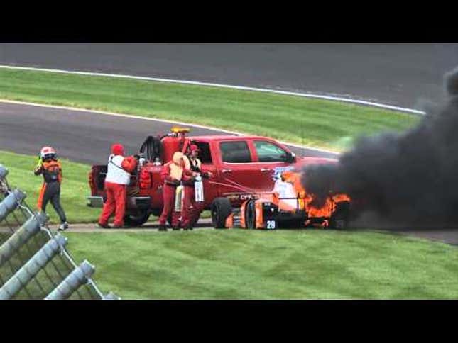 Simona de Silvestro Escapes Unharmed After Her IndyCar Ignites On Fire