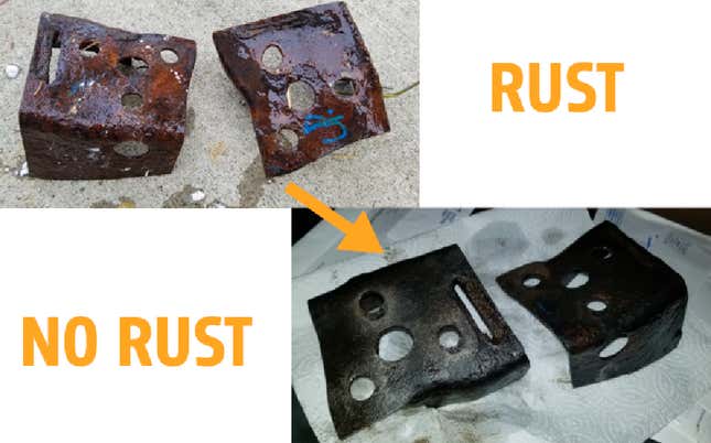 Image for article titled This Fun Science Experiment Is The Ultimate Way To Remove Rust From Car Parts And Tools