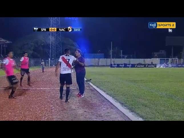 Soccer Player Tries To Beat His Manager's Ass For Subbing Him Out Of Game