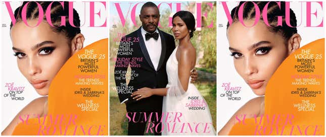 Zoe Kravitz (l and r); Idris Elba (l) and Sabrina Dhowre Elba