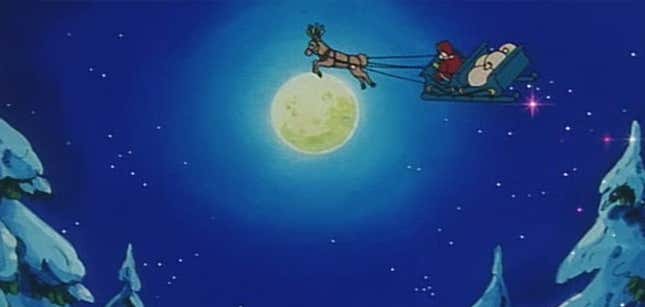 Image for article titled Stantler Pulls Santa's Sleigh And Has Magical Antlers That Warp Reality