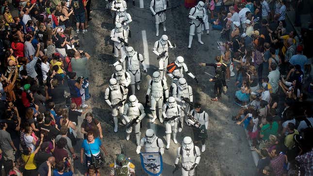 Stormtroopers march in a DragonCon parade through Atlanta back in 2011. The convention will not take place this year.