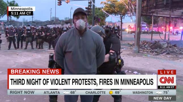 The live, on-air arrest of CNN reporter Omar Jimenez in Minneapolis. 