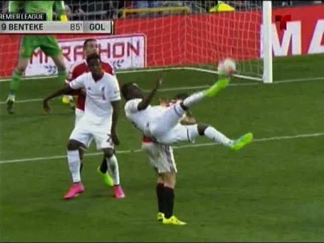 Benteke Scores Overhead Volley Wondergoal; Liverpool Lose Anyway