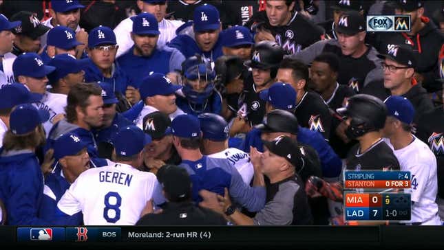 Marlins, Dodgers Benches Clear