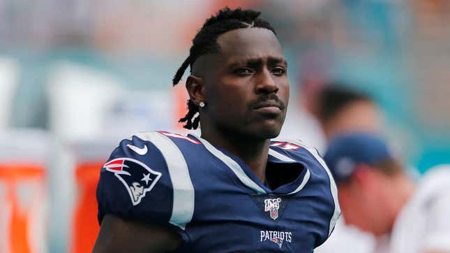 Antonio Brown playing for the New England Patriots in a game against the Miami Dolphins Sept 15, 2019