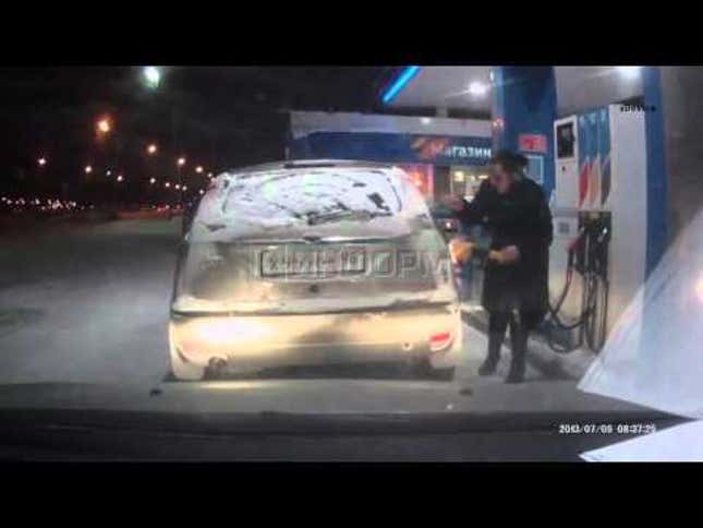 Russian Woman At Gas Station Turns Her Car Into A Fireball, Proves Gas Is Flammable