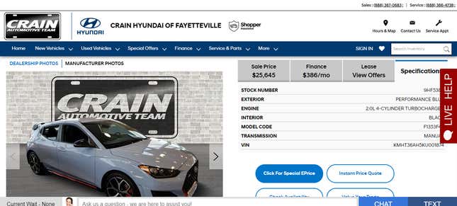 Image for article titled A Dealer Is Actually Trying to Charge Over $40,000 for a Hyundai Veloster N