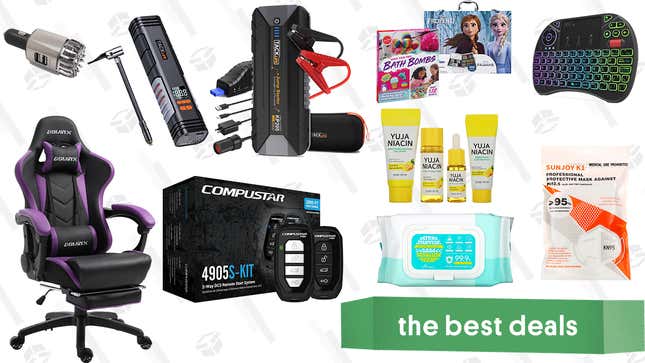 Image for article titled Sunday&#39;s Best Deals: Car Jump Starters and Air Purifiers, Dowinx Gaming Massage Chairs, KN95 Masks and Sanitizing Products, K-Beauty Skincare, Compustar Auto Remote Start Kit, and More