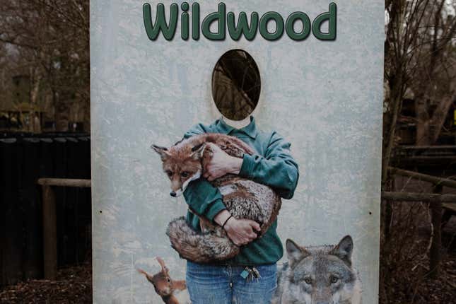 A sign welcomes visitors to the Wildwood Trust.