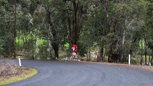 A memorial site for Peter Brock, the legendary racer who was killed in a different Targa Australia Championship event.