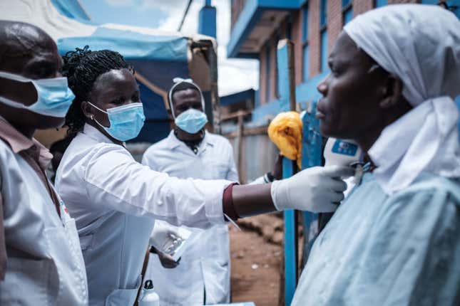 Local workers in Nairobi, Kenya on March 18, 2020. 