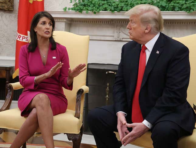 Image for article titled Even Former United Nations Ambassador Nikki Haley Is Annoyed With Trump’s Trolling