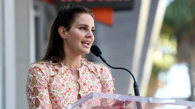 Image for article titled Lana Del Rey Wants You To Know Her Mesh Face Mask Had Plastic On The Inside