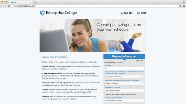 Image for article titled Online University Allows Students To Amass Crippling Debt At Own Pace