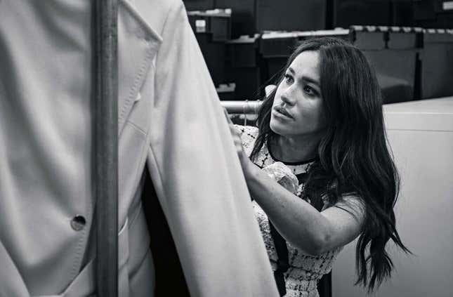 An undated handout photo issued by Kensington Palace of the Duchess of Sussex, Meghan Markle, patron of Smart Works, in the workroom of the Smart Works London office.