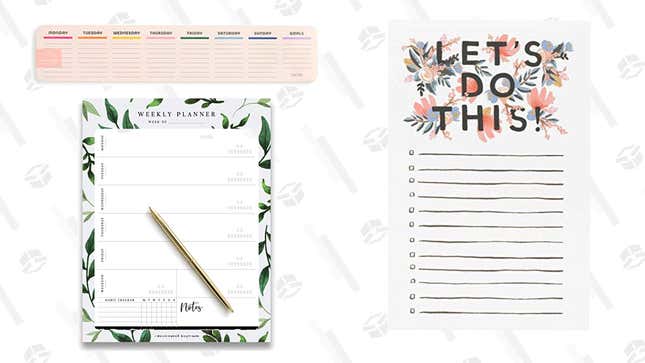 ban.do Week-to-Week Desk Notepad, $11
Bliss Collections Weekly Planner Pad, $11
Rifle Paper Co. “Let’s Do This” Notepad, $18