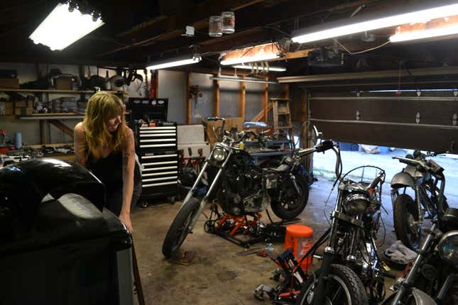 Halweg in the garage. Photo by B. David Zarley.