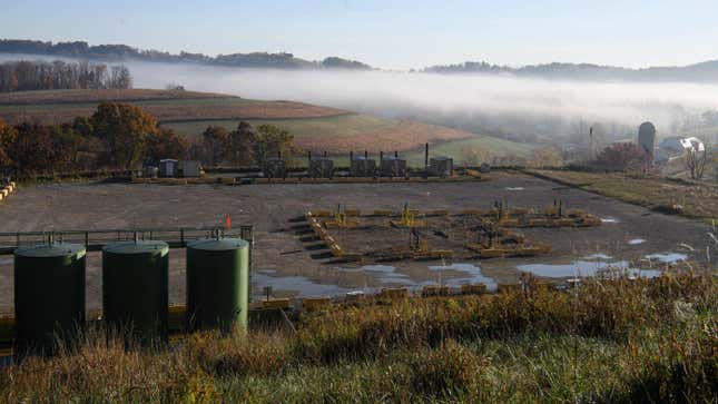 View of the Lusk fracking facility in Scenery Hill, Pennsylvania, on Oct. 22, 2020.